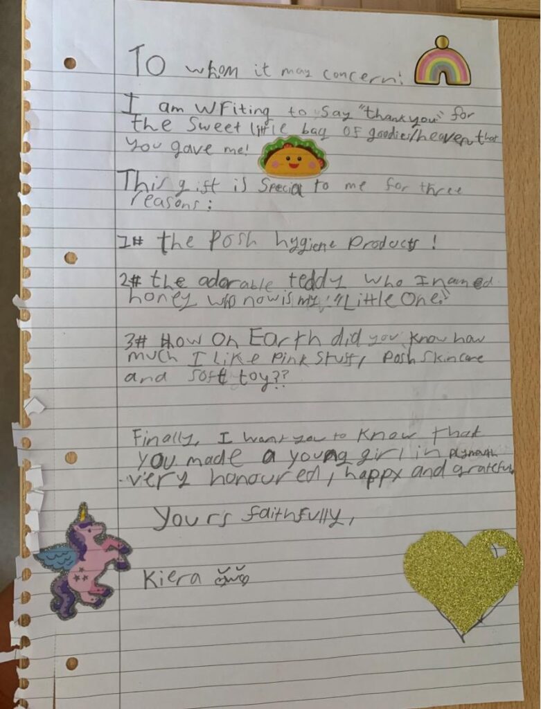 Comfort Cases letter from a young child in care